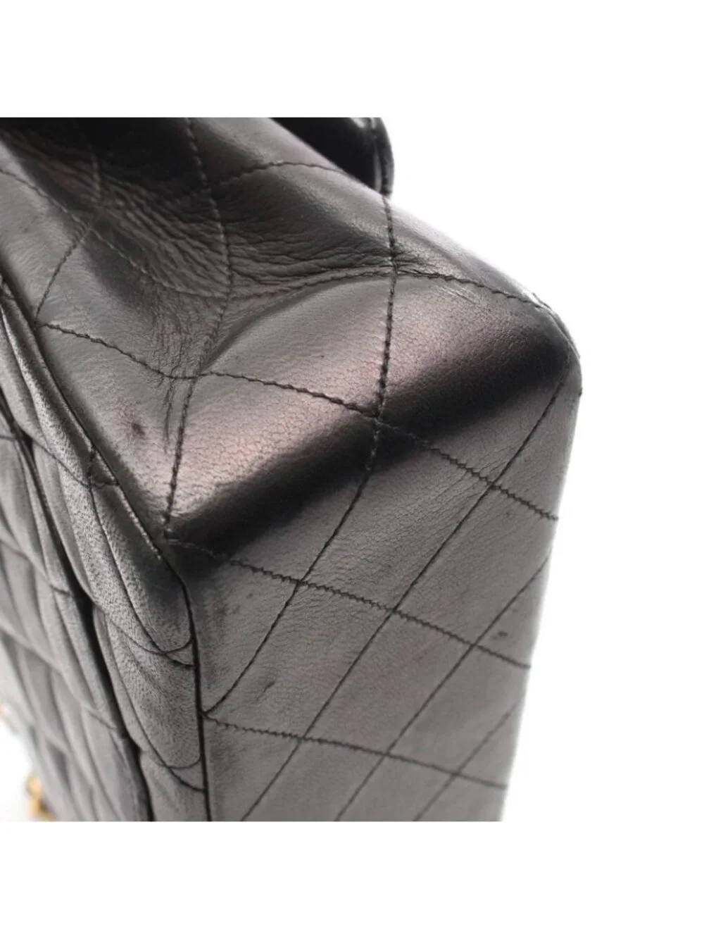Chanel Shoulder Bag Quilted Double Flap Black Lambskin Chain